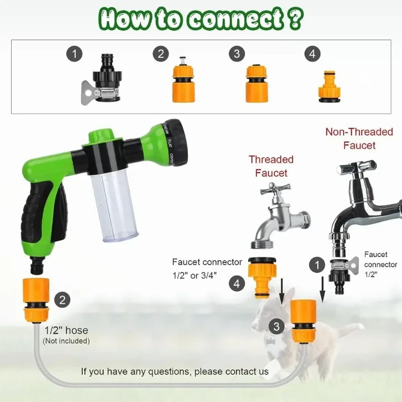 Pet Bath Sprayer 8-in-1